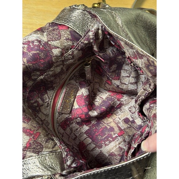 Elliot Lucca Leather Crossbody Bag - Metallic Silver Bronze w/ Adjustable Strap - Picture 4 of 10